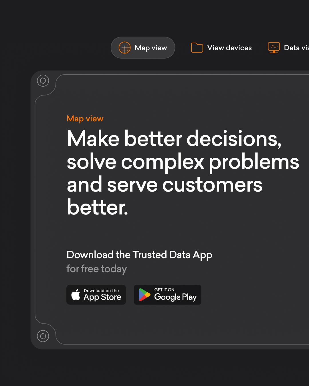 Trusted Data App — kortvisning med download-badges